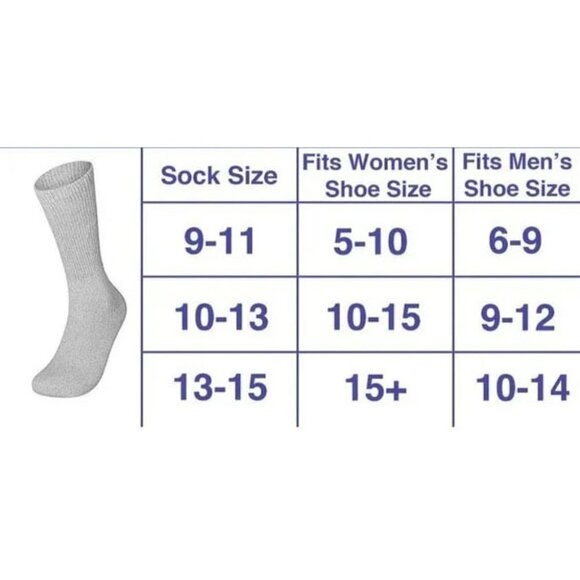 Diabetic Socks Men Women Cotton Non Binding Top Cushion Crew Socks, White 10-13 - Picture 2 of 3